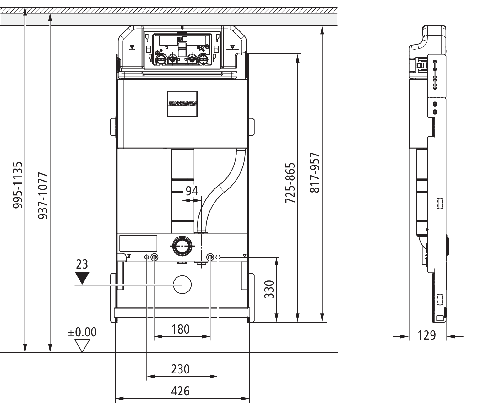 Boîtier à montage caché pour séparer eau froide/chaude