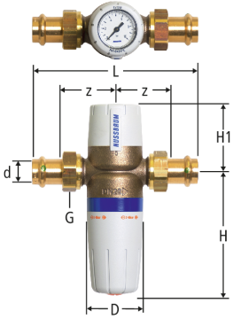 Druckreduzierventil mit Optipress-Aquaplus-Anschlussverschraubung