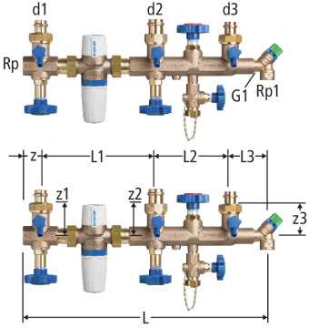 Batteria di distribuzione standard con riduttore di pressione