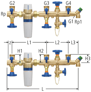 Standard-Verteilbatterie mit Druckreduzierventil