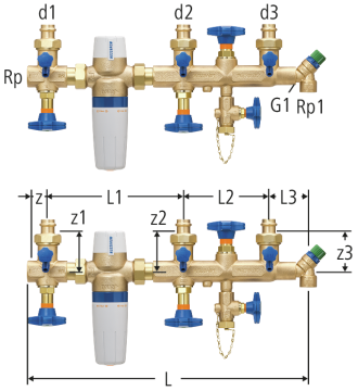 Nourrice de distribution standard avec réducteur de pression