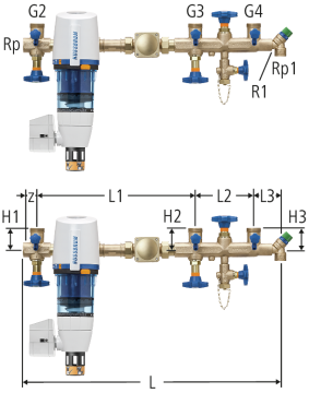 Standard-Verteilbatterie mit Redfil mit Rückspülautomatik