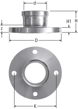 Optipress-Therm-Flanschübergang PN 6