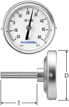 Thermometer mit Anzeigebereich -20 °C bis 60 °C