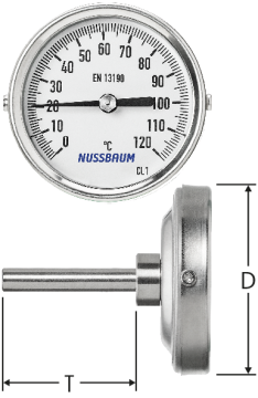 Thermometer mit Anzeigebereich 0 °C bis 120 °C