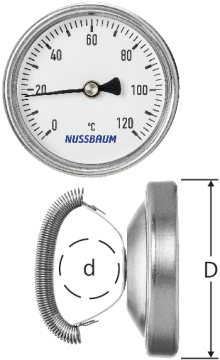 Thermomètre-applique pour tuyauterie