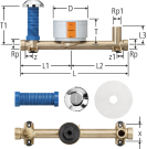 Set di montaggio valvola sotto muro