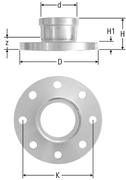Optipress-Aquaplus-Flanschübergang PN 16