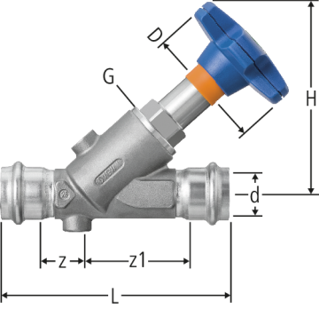 Optipress-Aquaplus-Schrägsitzventil