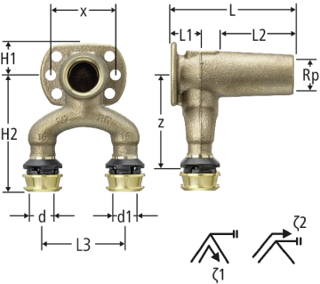 Optiflex-Flowpress-Équerre de raccordement double
