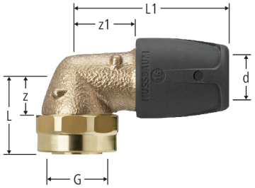 Pièce intermédiaire enfichable coudée