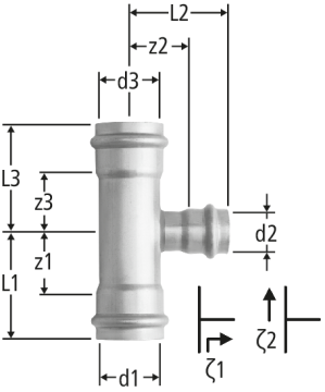 Optipress-Gaz-T-Stück