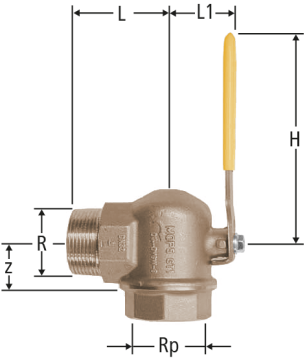 Robinet à bille équerre pour gaz